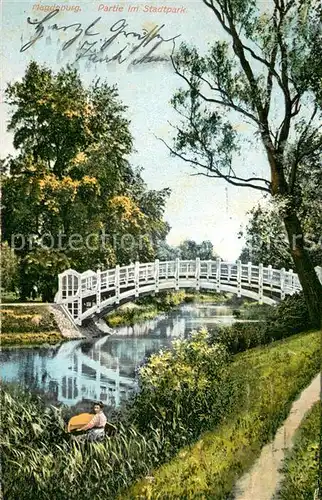 AK / Ansichtskarte Magdeburg Partie im Stadtpark Magdeburg