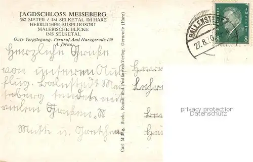 AK / Ansichtskarte Harzgerode Jagdschloss Meiseberg im Selketal Harzgerode