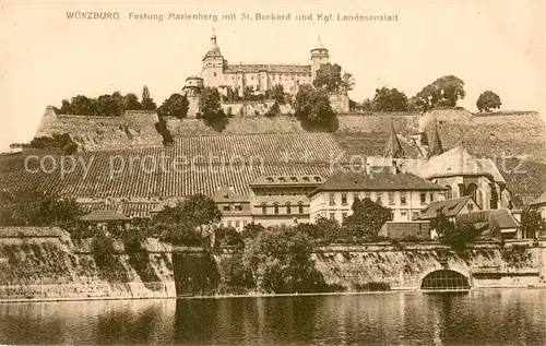 AK / Ansichtskarte Wuerzburg Festung Marienberg mit St. Burkard und Kgl. Landesanstalt Wuerzburg