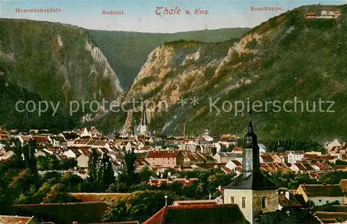 AK / Ansichtskarte Thale_Harz Stadtpanorama Hexentanzplatz Bodetal Rosstrappe Thale_Harz