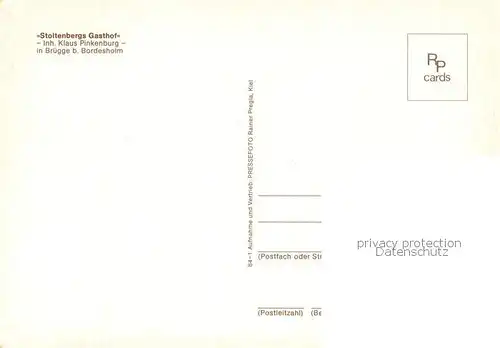 AK / Ansichtskarte Bruegge_Holstein Stoltenbergs Gasthof Innen  u. Aussenansicht Bruegge_Holstein