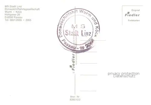 AK / Ansichtskarte Linz_Donau MS Stadt Linz Donauschifffahrt Wurm u. Koeck Linz_Donau