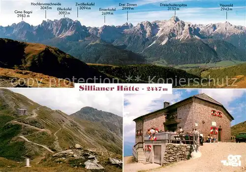 AK / Ansichtskarte Sillianerhuette_2447m_Sextental_Suedtirol_IT Huette Aussenansicht u. Panoramablick auf Sexterner Dolomiten 