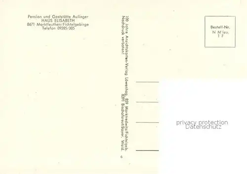 AK / Ansichtskarte Marktleuthen Pension Gaststaette Aulinger Aussenansicht Haus Elisabeth Marktleuthen