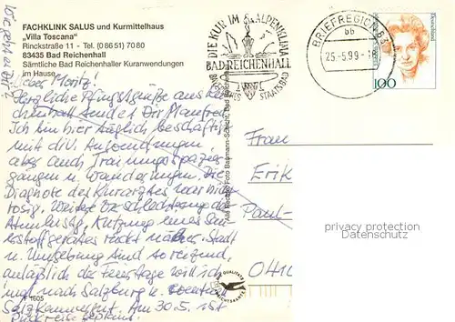 AK / Ansichtskarte Bad_Reichenhall Fachklinik Salus u. Kurmittelhaus Villa Toscana Aussenansicht Bad_Reichenhall