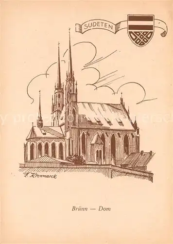 AK / Ansichtskarte Bruenn_Brno Dom Zeichnung Bruenn_Brno