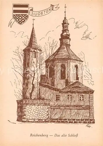 AK / Ansichtskarte Reichenberg_Liberec_Boehmen Altes Schloss Zeichnung 