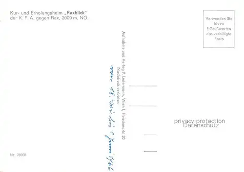 AK / Ansichtskarte Rax Kur und Erholungsheim Raxblick Rax
