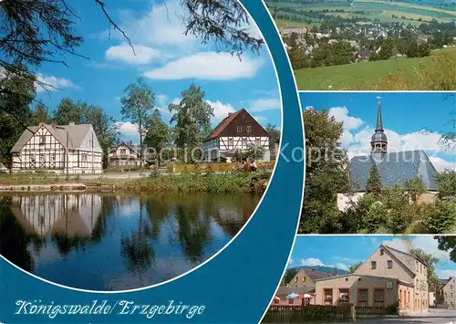 AK / Ansichtskarte Koenigswalde_Erzgebirge Teilansicht Dorfkirche Deutsches Haus 