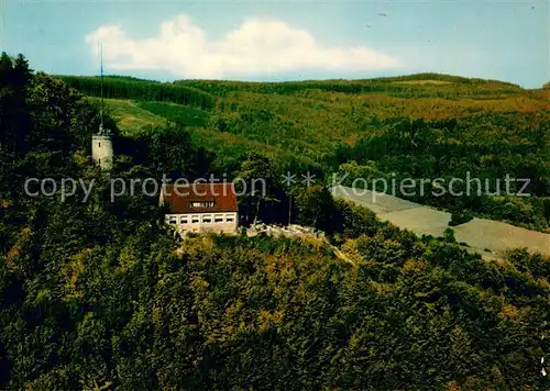 AK / Ansichtskarte Bad_Driburg Iburgplateau mit der Sachsenklause Fliegeraufnahme Bad_Driburg