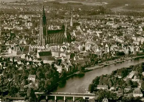 AK / Ansichtskarte Ulm__Donau Fliegeraufnahme mit Ulmer Muenster 