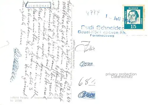 AK / Ansichtskarte Ulm__Donau Fliegeraufnahme mit Ulmer Muenster 