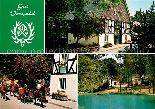 AK / Ansichtskarte Oberkirchen_Sauerland Pension Gut Vorwald Ausritt Badesee Oberkirchen_Sauerland