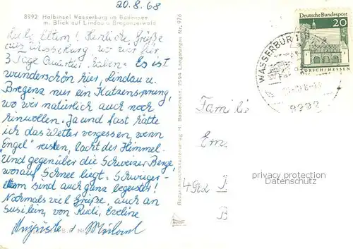 AK / Ansichtskarte Wasserburg_Bodensee Fliegeraufnahme mit Blick auf Lindau und Bregenzerwald Wasserburg Bodensee