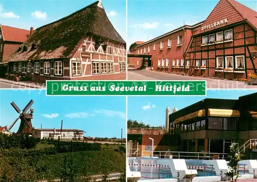 AK / Ansichtskarte Hittfeld Fachwerkhaeuser Spielbank Windmuehle Schwimmbad Hittfeld