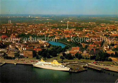 AK / Ansichtskarte Kiel Oslo Kai und Innenstadt Fliegeraufnahme Kiel