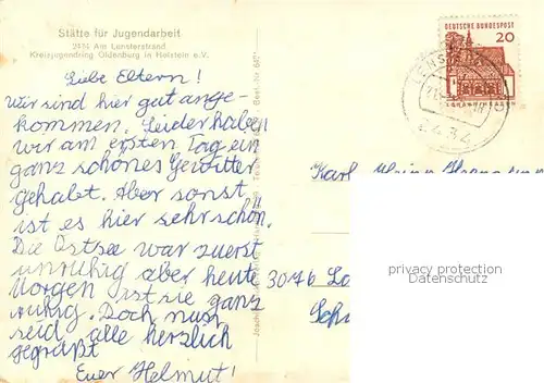 AK / Ansichtskarte Oldenburg_Holstein Staette fuer Jugendarbeit Am Lensterstrand Oldenburg_Holstein