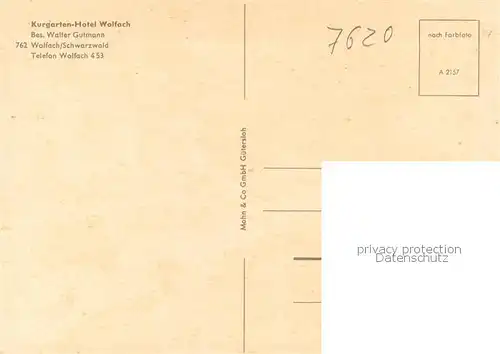 AK / Ansichtskarte Wolfach Kurgarten Hotel Wolfach Speisesaal Wolfach