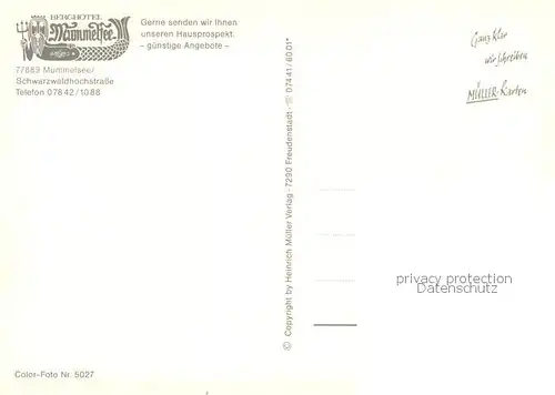 AK / Ansichtskarte Mummelsee Berghotel Mummelsee Neptun Seepartien Kirche Mummelsee