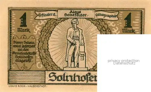 AK / Ansichtskarte Solnhofen 1 Mark Geldschein  Solnhofen