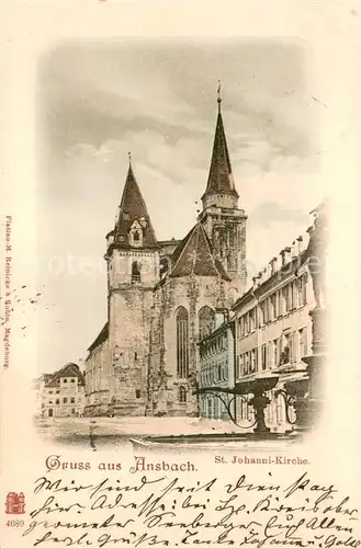 AK / Ansichtskarte Ansbach_Mittelfranken St Johanni Kirche Ansbach Mittelfranken