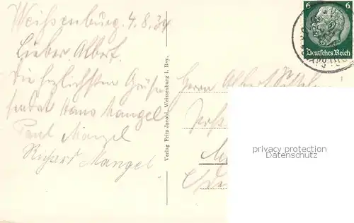 AK / Ansichtskarte Weissenburg__Bayern Wuelzburg Wallgraben 