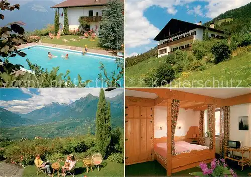 AK / Ansichtskarte Schenna_Meran Appartementhaus Michael am Waal Teilansichten m. Pool u. Aussicht Schenna Meran