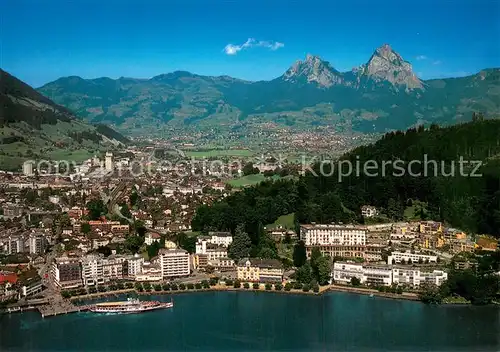 AK / Ansichtskarte Brunnen_Vierwaldstaettersee_SZ Fliegeraufnahme Panorama Brunnen_Vierwaldstaettersee
