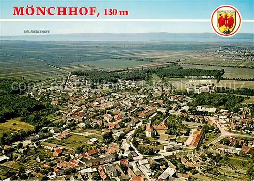 AK / Ansichtskarte Moenchhof_Burgenland Fliegeraufnahme Panorama m. Neusiedlersee u. Kurhaus Marienkron Moenchhof_Burgenland