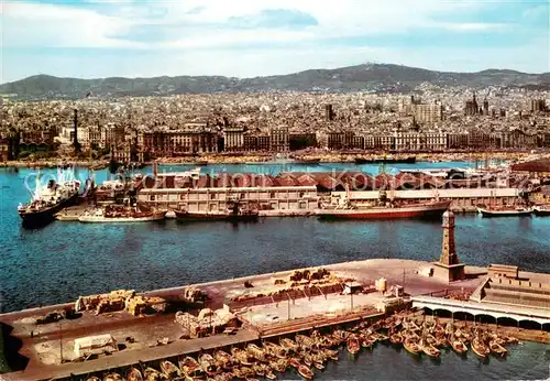 AK / Ansichtskarte Barcelona_Cataluna Fliegeraufnahme Teilblick auf d. Hafen Barcelona Cataluna