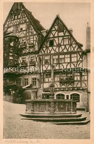 AK / Ansichtskarte Miltenberg_Main Brunnen am Marktplatz Altstadt Fachwerkhaeuser Miltenberg Main