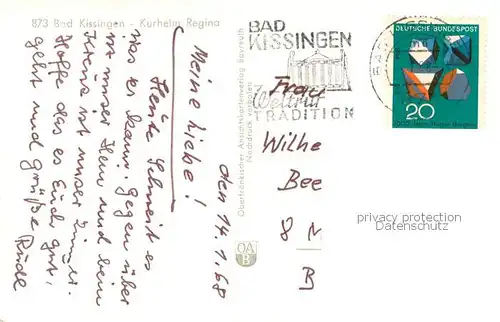 AK / Ansichtskarte Bad_Kissingen Kurheim Regina Bad_Kissingen