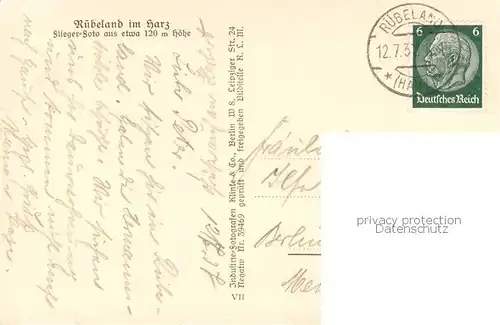 AK / Ansichtskarte Ruebeland_Harz Fliegerfoto aus etwa 120 m Hoehe Ruebeland_Harz