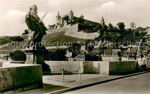 AK / Ansichtskarte Wuerzburg Alte Mainbruecke Denkmal Festung Marienberg Wuerzburg