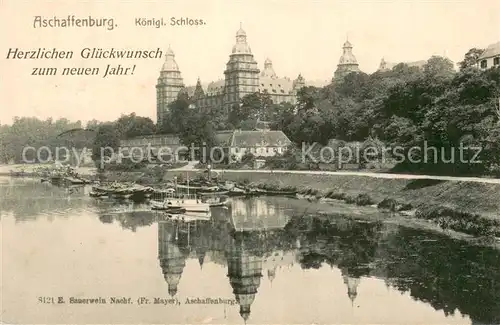 AK / Ansichtskarte Aschaffenburg_Main Koenigliches Schloss Neujahrskarte Aschaffenburg Main