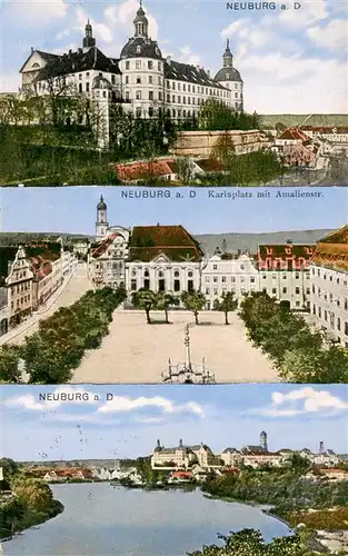 AK / Ansichtskarte Neuburg__Donau Schloss Karlsplatz mit Amalienstrasse Panorama 