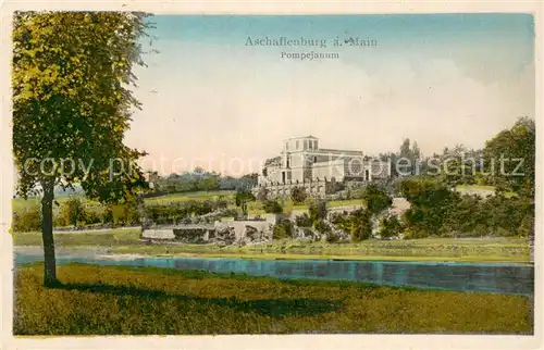 AK / Ansichtskarte Aschaffenburg_Main Blick ueber den Main zum Pompejanum Aschaffenburg Main