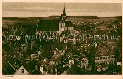 AK / Ansichtskarte Ansbach_Mittelfranken Stadtbild mit Kirche Ansbach Mittelfranken