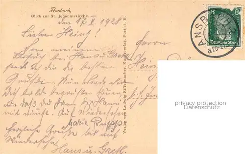 AK / Ansichtskarte Ansbach_Mittelfranken Stadtbild mit Kirche Ansbach Mittelfranken