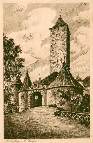 AK / Ansichtskarte Rothenburg__Tauber Burgtor Kuenstlerkarte 