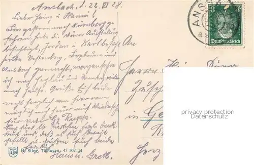 AK / Ansichtskarte Ansbach_Mittelfranken Blick zur Altstadt mit Kirche Ansbach Mittelfranken