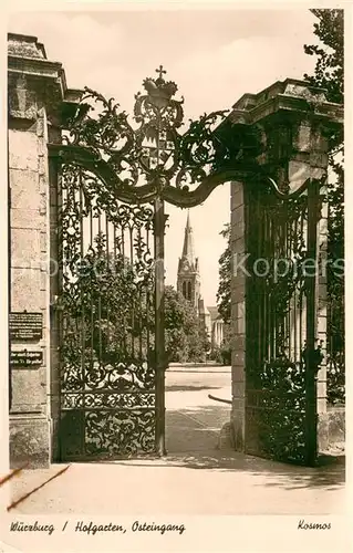 AK / Ansichtskarte Wuerzburg Hofgarten Osteingang Wuerzburg