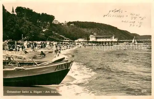 AK / Ansichtskarte Sellin_Ruegen Strandleben Seebruecke Sellin Ruegen