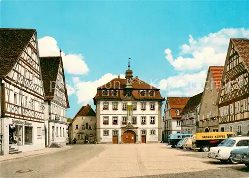 AK / Ansichtskarte Roettingen__Unterfranken Marktplatz Altstadt Fachwerkhaeuser 