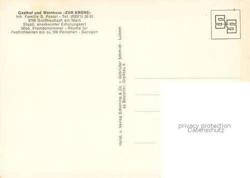 AK / Ansichtskarte Grossheubach Gasthof Weinhaus zur Krone Gastraeume Grossheubach