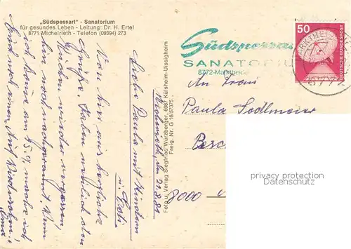 AK / Ansichtskarte Michelrieth Suedspessart Sanatorium Michelrieth