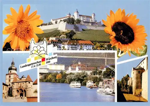 AK / Ansichtskarte Wuerzburg Landesgartenschau Festung Main Dampfer Blumen Wuerzburg