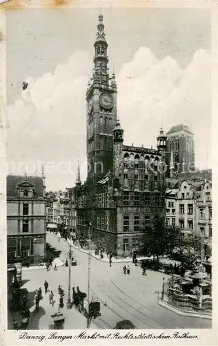 AK / Ansichtskarte Danzig_Gdansk_PL Langer Markt Rechtsstaendisches Rathaus 