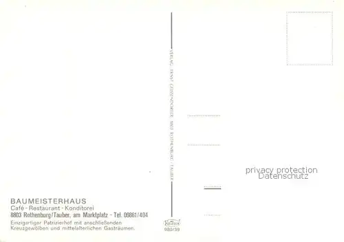 AK / Ansichtskarte Rothenburg__Tauber Baumeisterhaus Cafe Restaurant Konditorei Patrizierhof Gastraum 