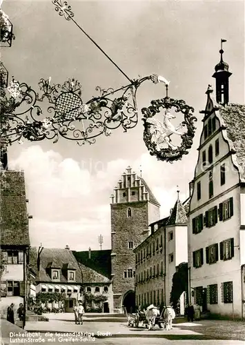 AK / Ansichtskarte Dinkelsbuehl 1000jaehrige Stadt Lutherstrasse Greifenschild Tuerschild Altstadt Dinkelsbuehl